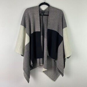 Katie Todd Poncho Sweater Size S / M Open Front Black Acrylic